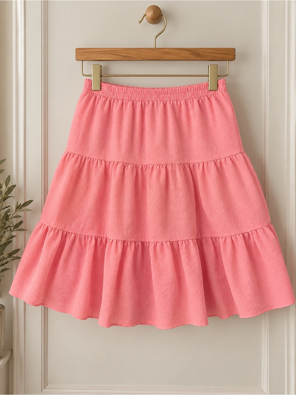 HYFVE Pink Tiered Midi Skirt | M